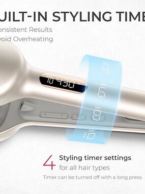 Sleek Pearl White Hair Styling Tool with Digital Timer